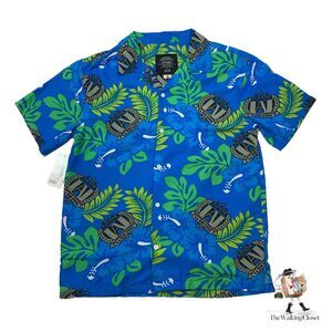 My Hero Academia U.A. High School Shirt Mens S Small Blue Floral Button Up New